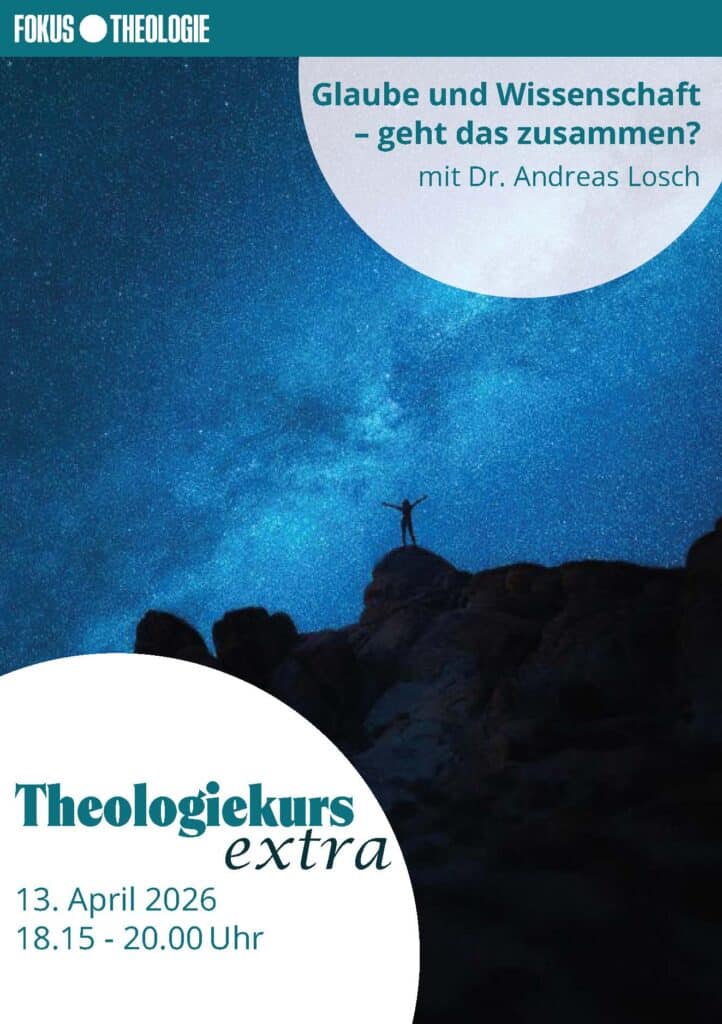 Flyer Theologiekurs extra 130426. Mensch vor Sternenhimmel.